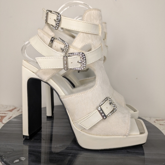 Poster Girl Mule Strappy Square Toe Heels Size 6 - Picture 3 of 17